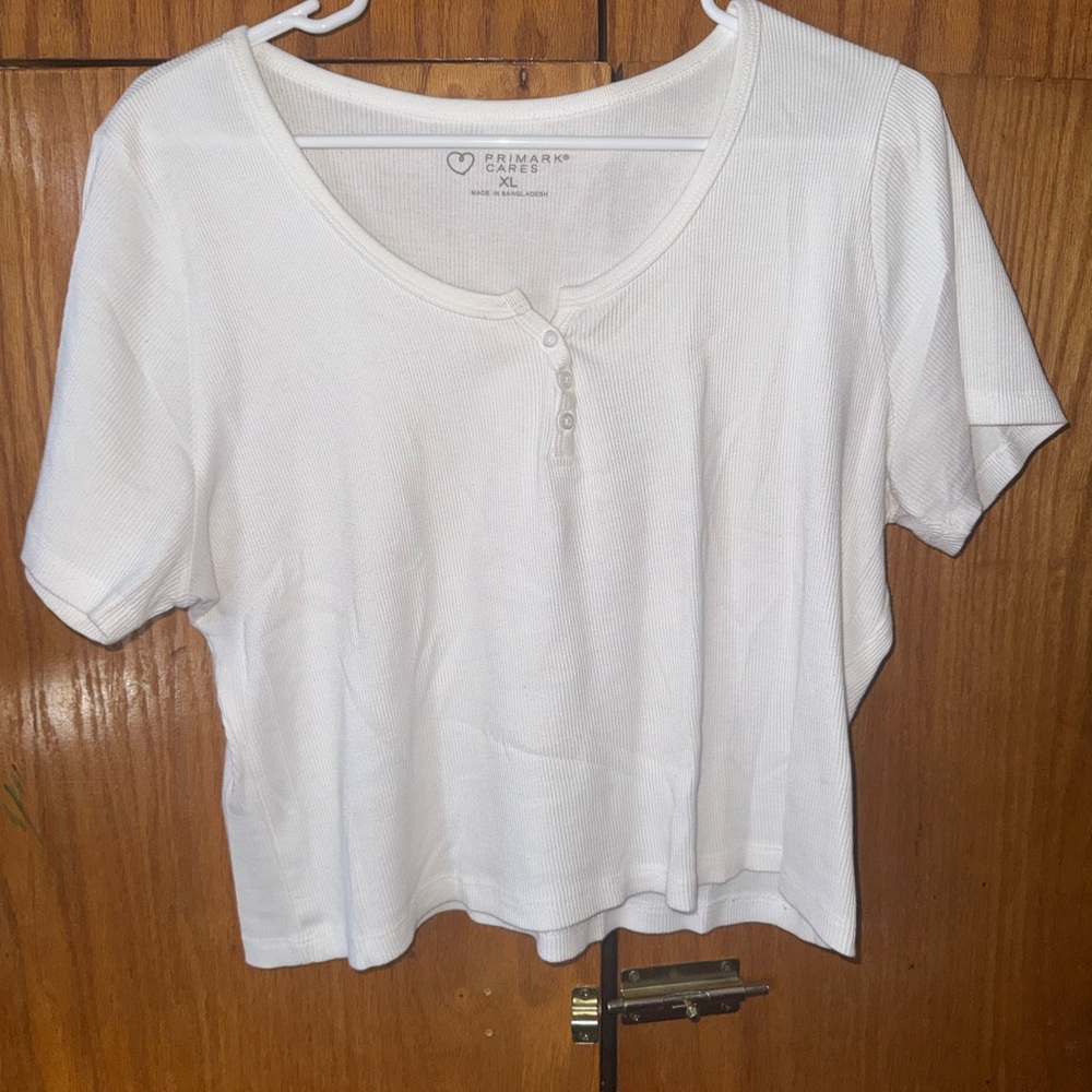 Primark White Henley Button-Front Top Size XL